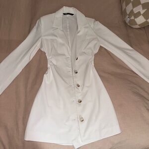 Zara White Blazer Skort Dress w/ Cutouts size S